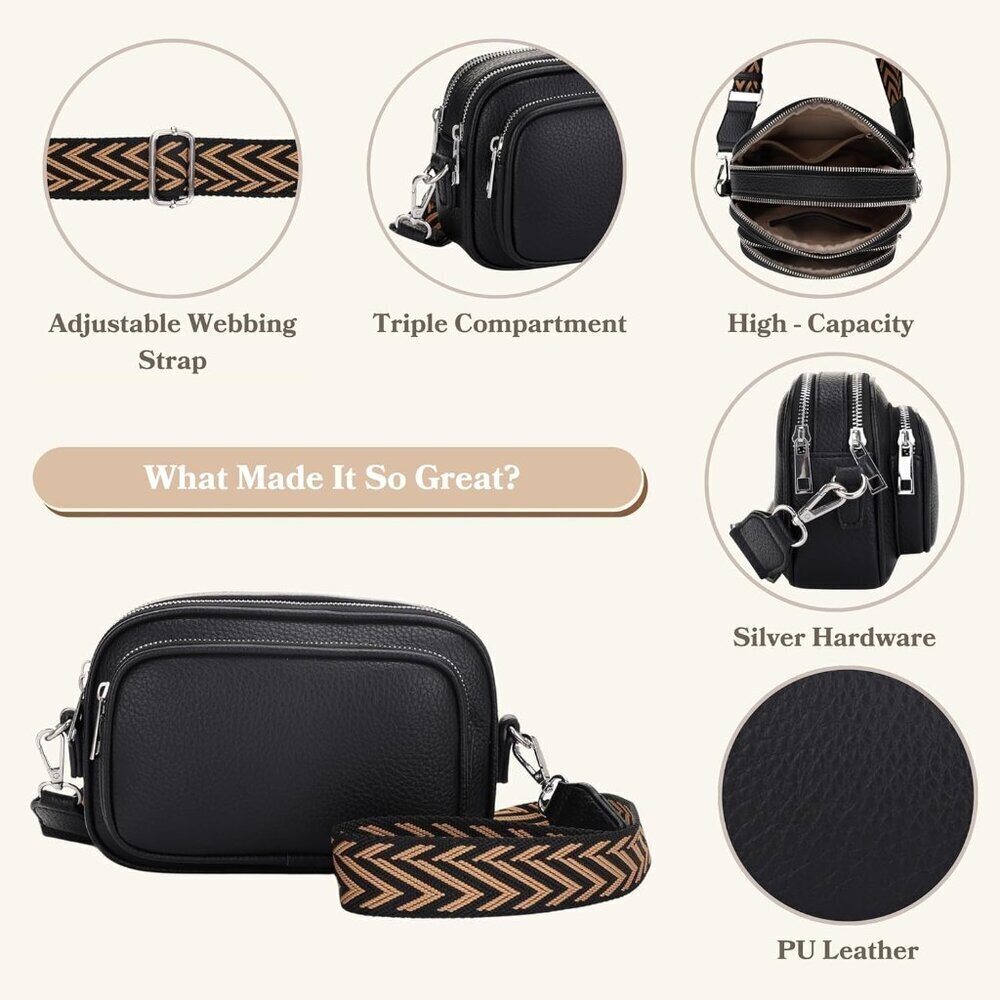 Small Vegan Leather Crossbody Bag for Women with Adjustable Strap - Picture 4 of 6